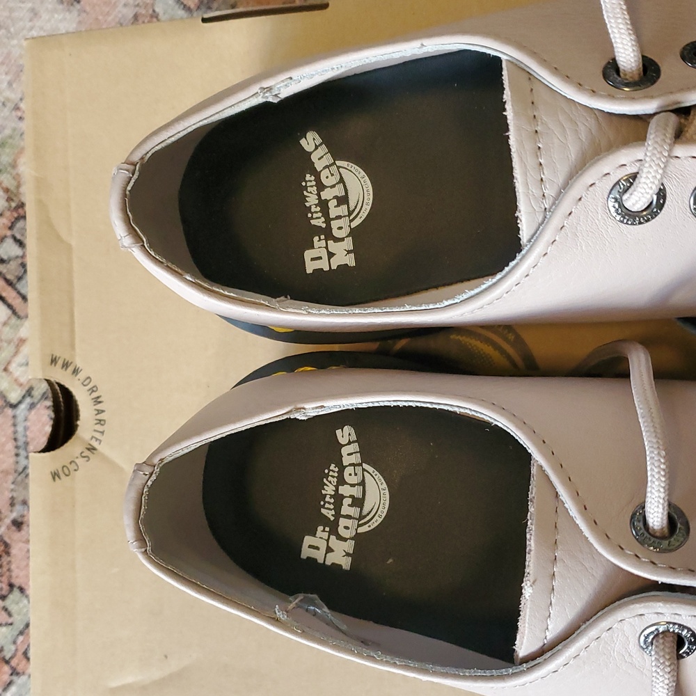 Dr. Martens Vintage Taupe Leather Platform Oxfords - Picture 6 of 10